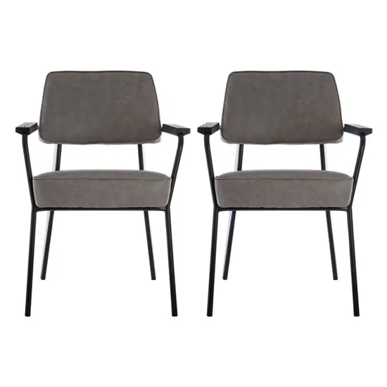Kekoun Vintage Ash Faux Leather Armchairs In Pair