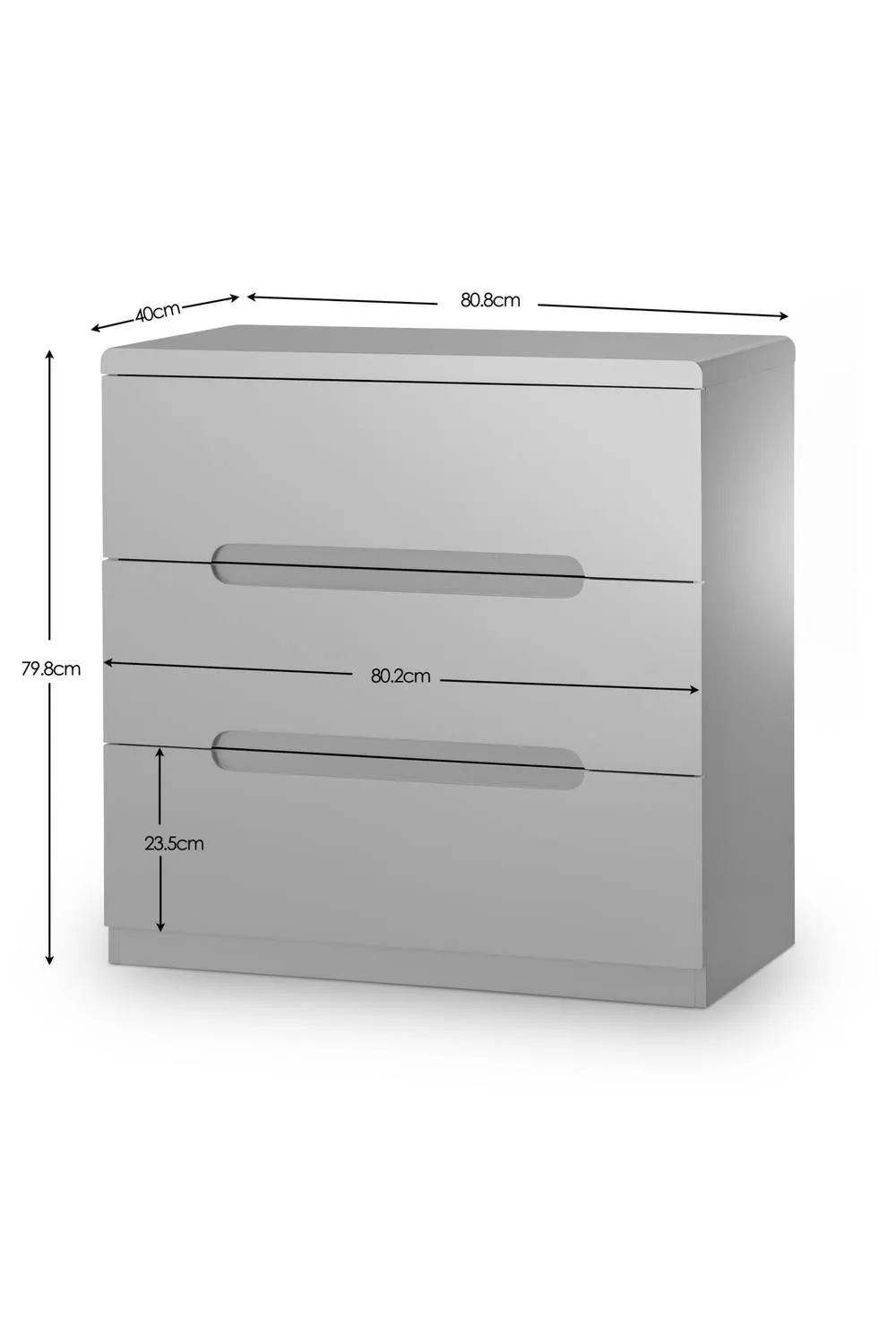 Julian Bowen Manhattan 3 Drawer Chest in Light Grey 2