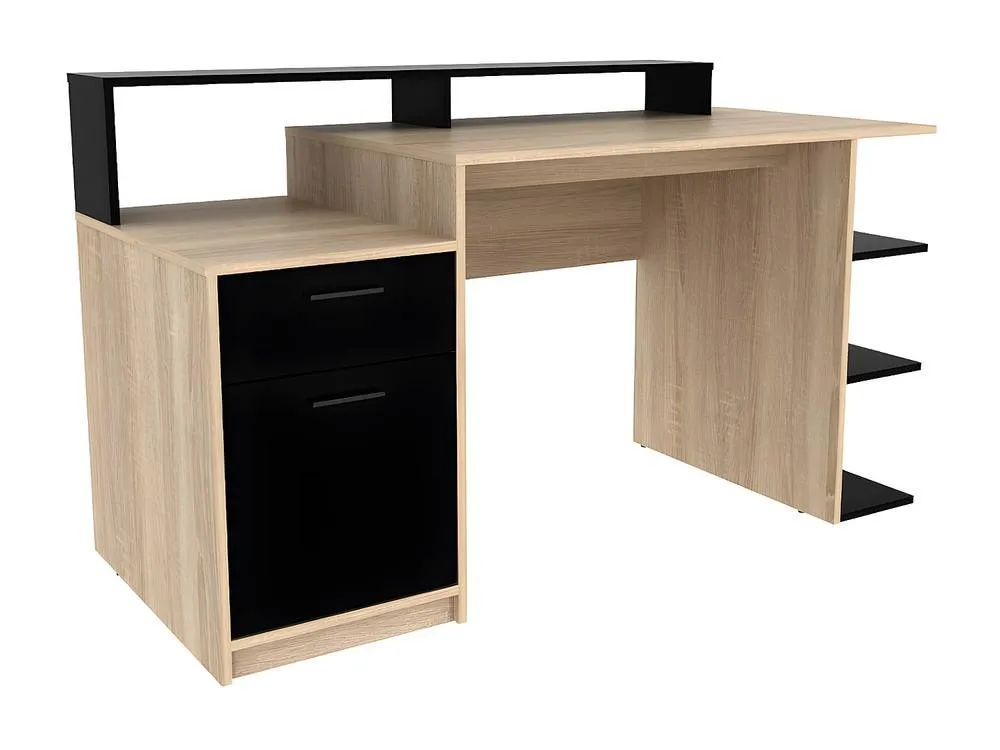 Vente-unique Desk With Storage - Oak & Black - ZACHARIE 4
