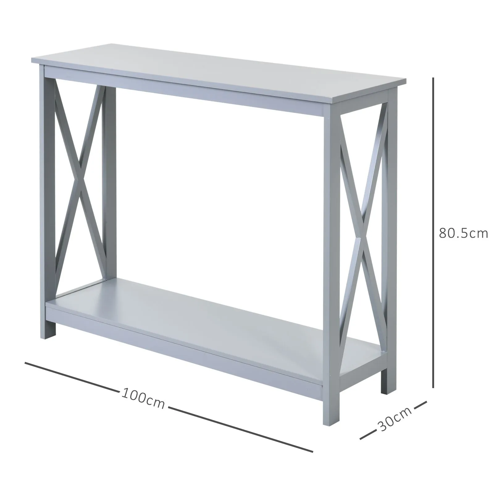 HOMCOM Grey Console Table with Shelf, Display Shelf Stand Furniture 3