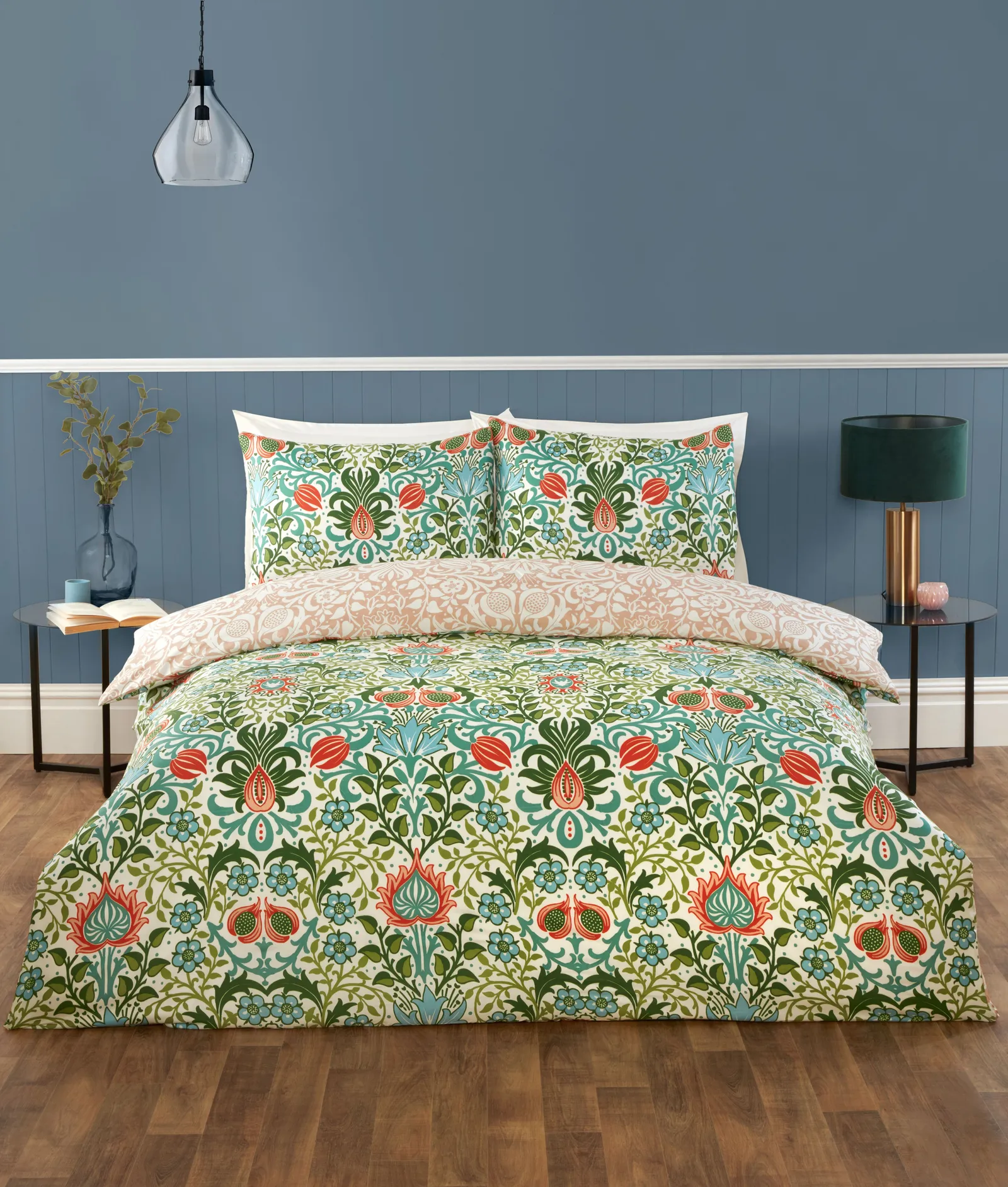 Rapport Home Heritage Flora Microfibre Reversible Duvet Cover Set with Pillowcase 1
