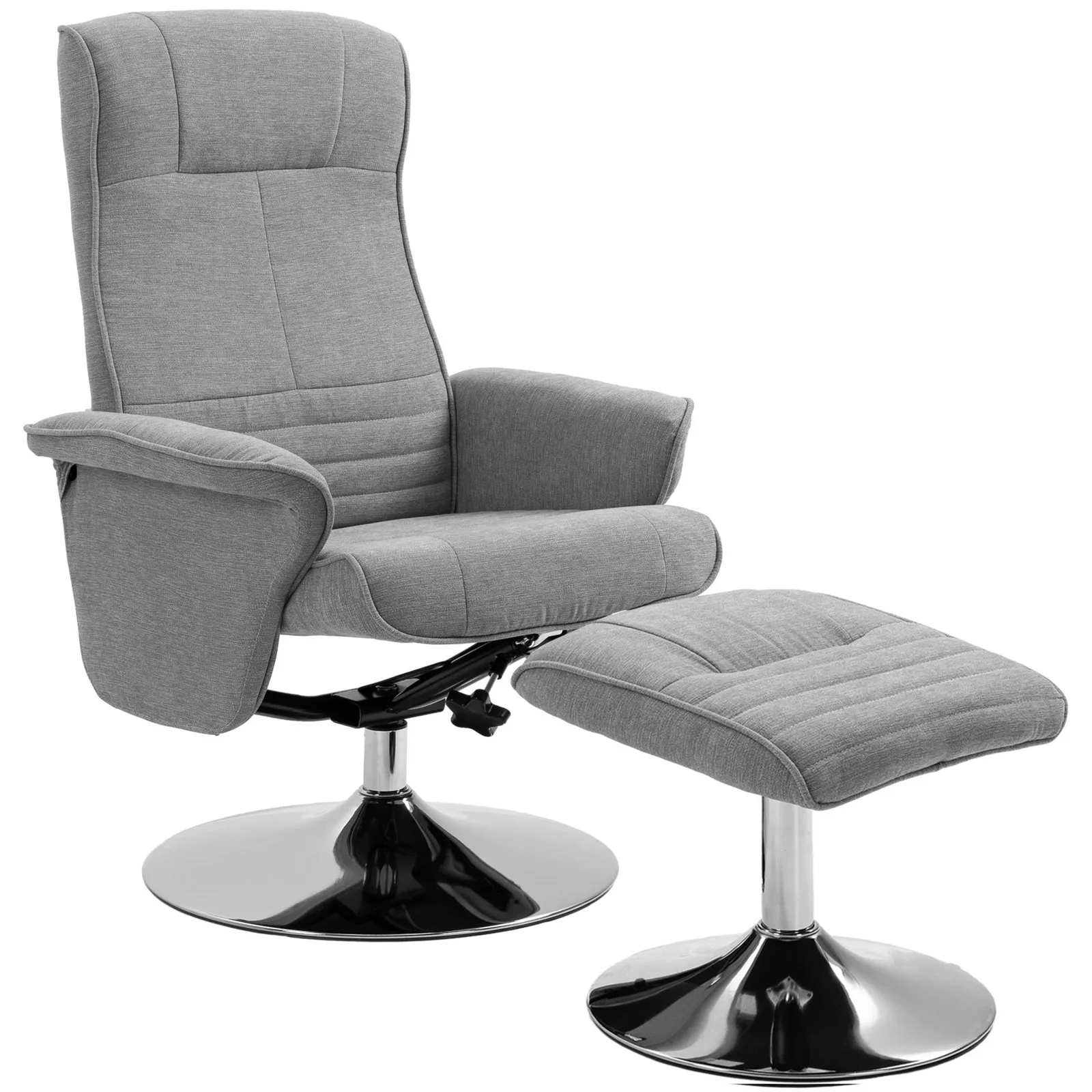 HOMCOM Upholstered Swivel Recliner Armchair with Ottoman, Grey 2