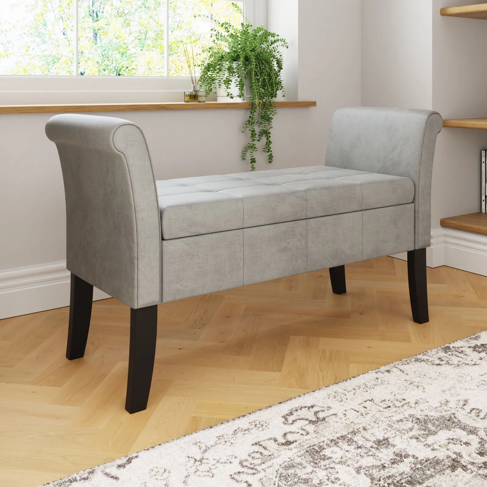 GFW Balmoral Chenille Window Seat in Grey 4