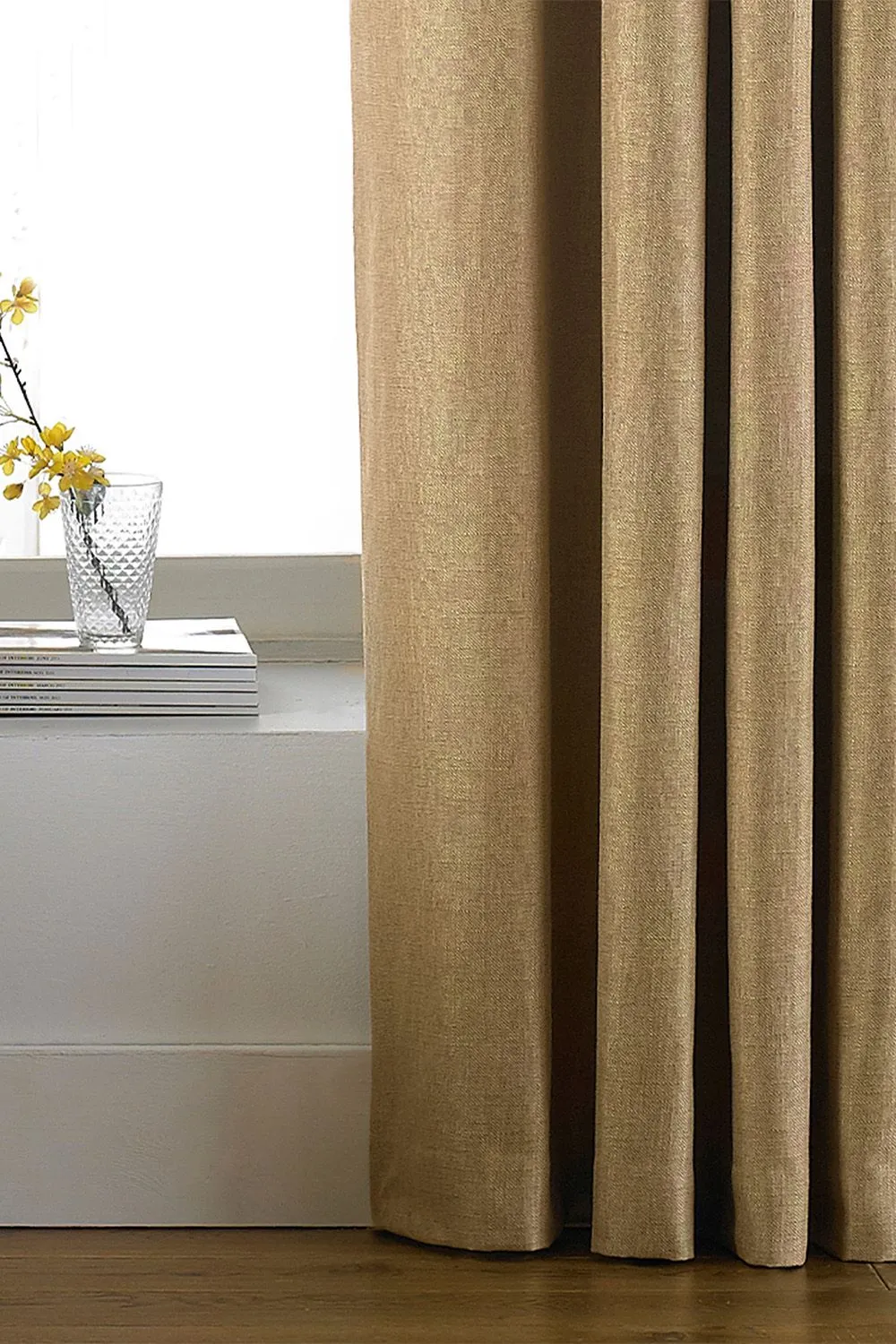 Paoletti Atlantic Twill Woven Eyelet Curtains in Yellow 3
