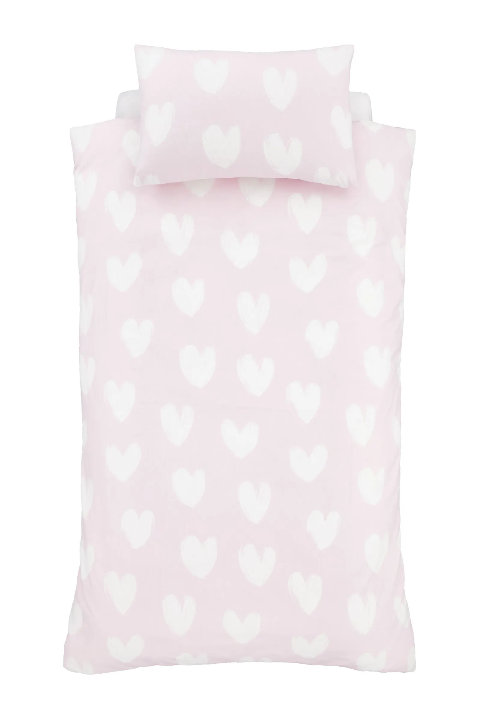 Catherine Lansfield 'Brushed Cotton Hearts' Reversible Duvet Cover Set in Pink 5
