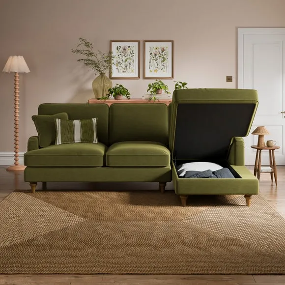 Beatrice II Velvet Corner Storage Sofa Bed 3