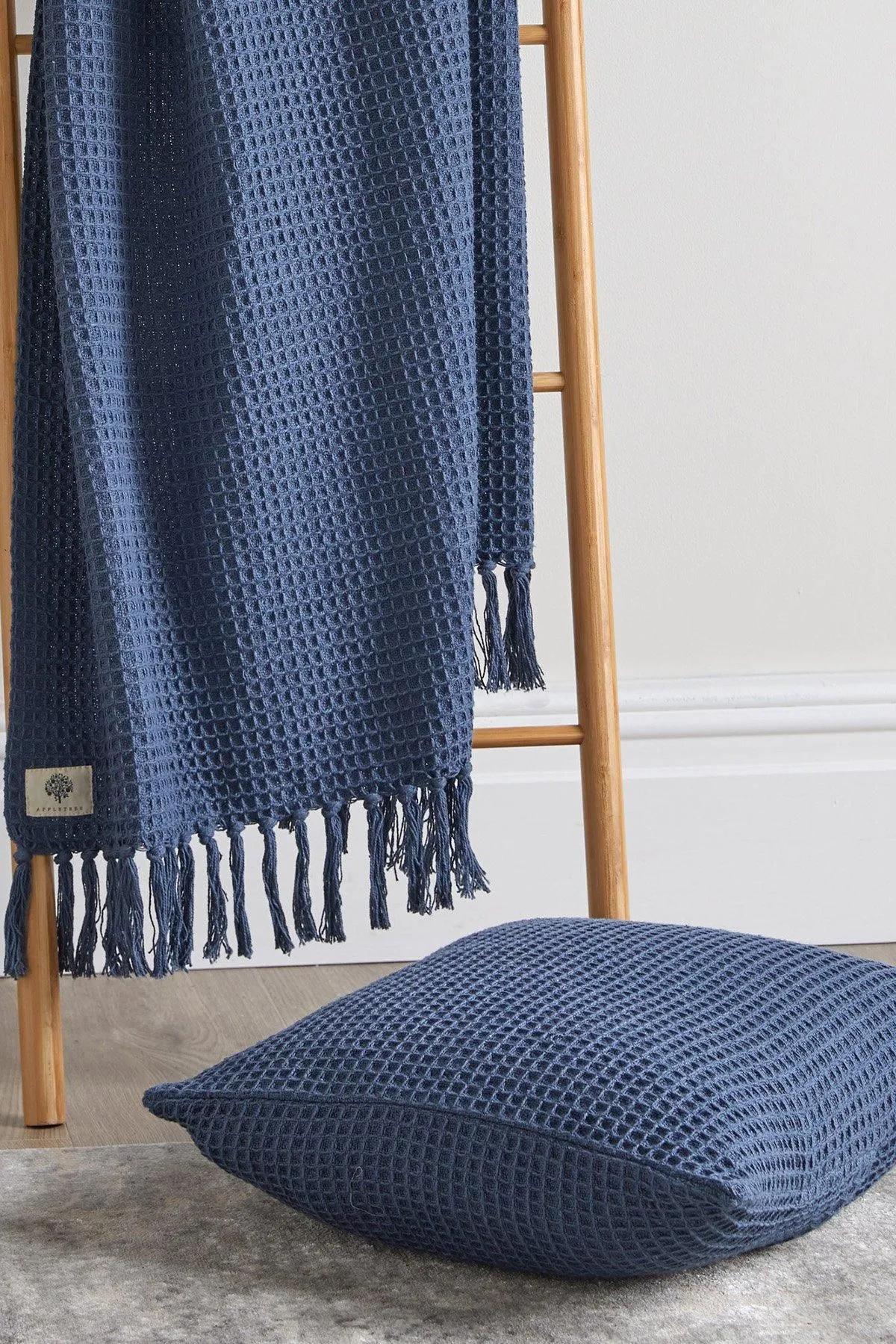 Appletree 'Bruges' Filled Cushion With Geo Waffle Texture in Dark Blue 3