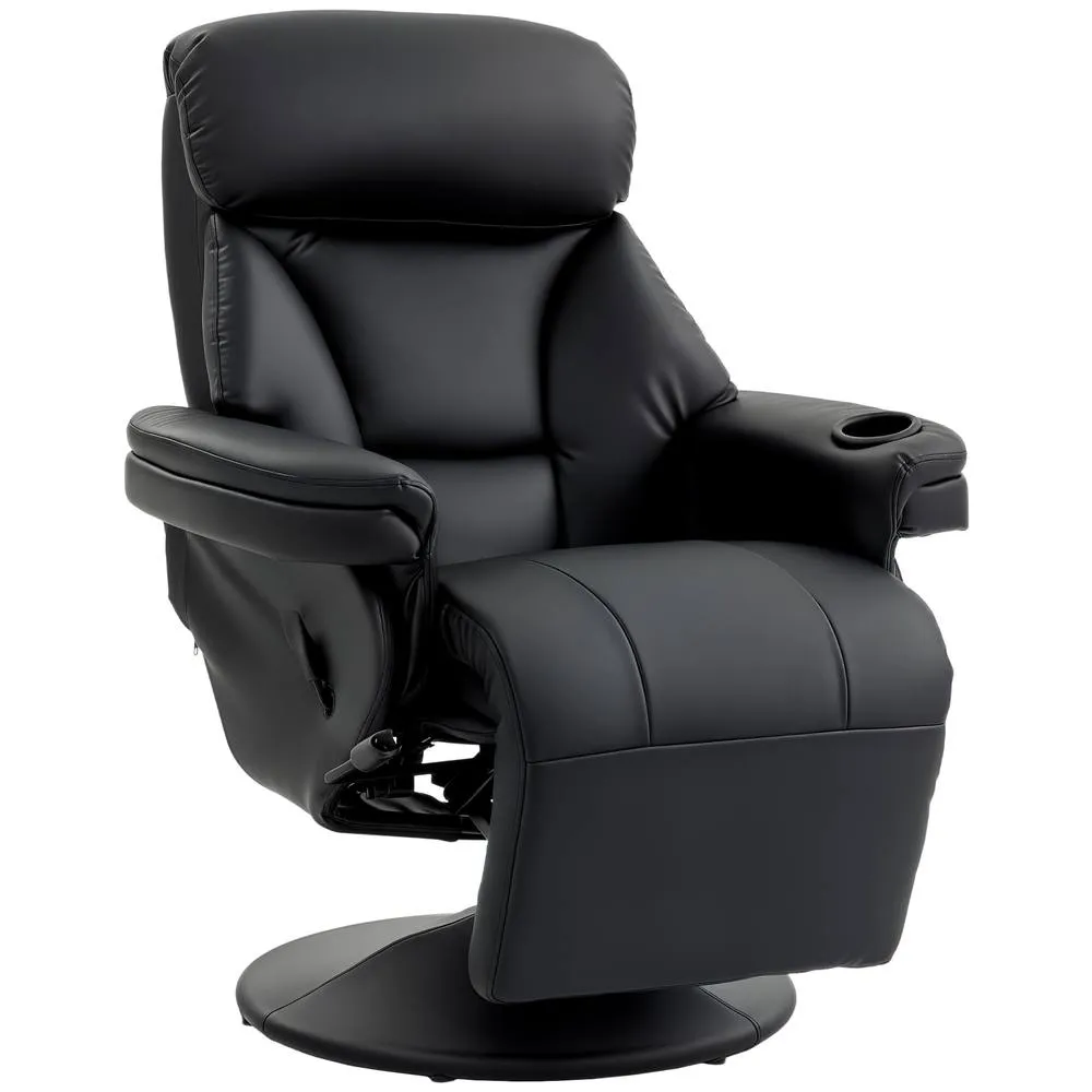 HOMCOM Upholstered Reclining Armchair with Adjustable Backrest, Black 2