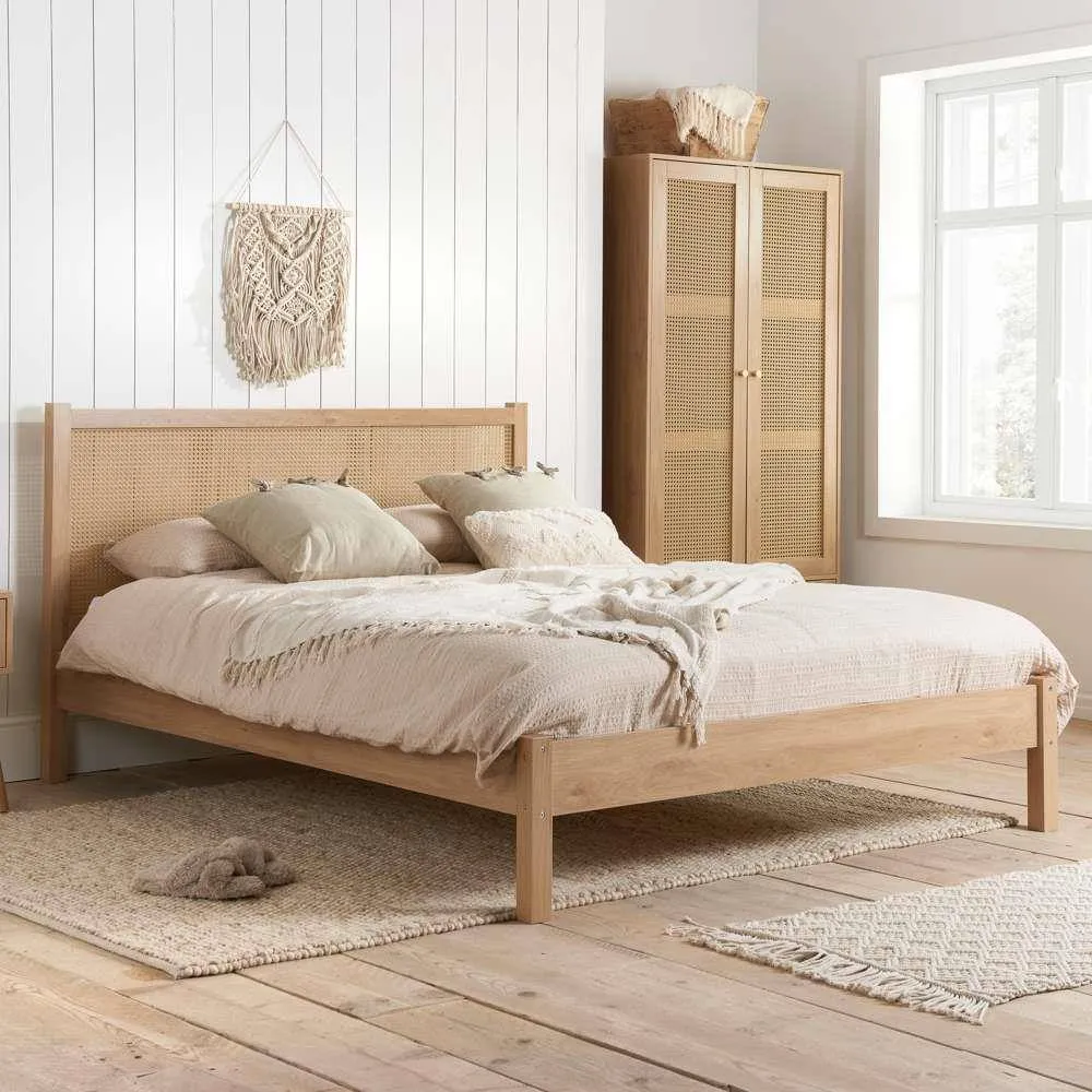 Birlea Pair of Bedside 2 Drawer Cabinet Rattan Croxley Side Table Oak in Light Oak 5