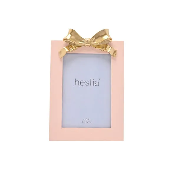 Hestia Soft Pink Photo Frame with Gold Bow 2