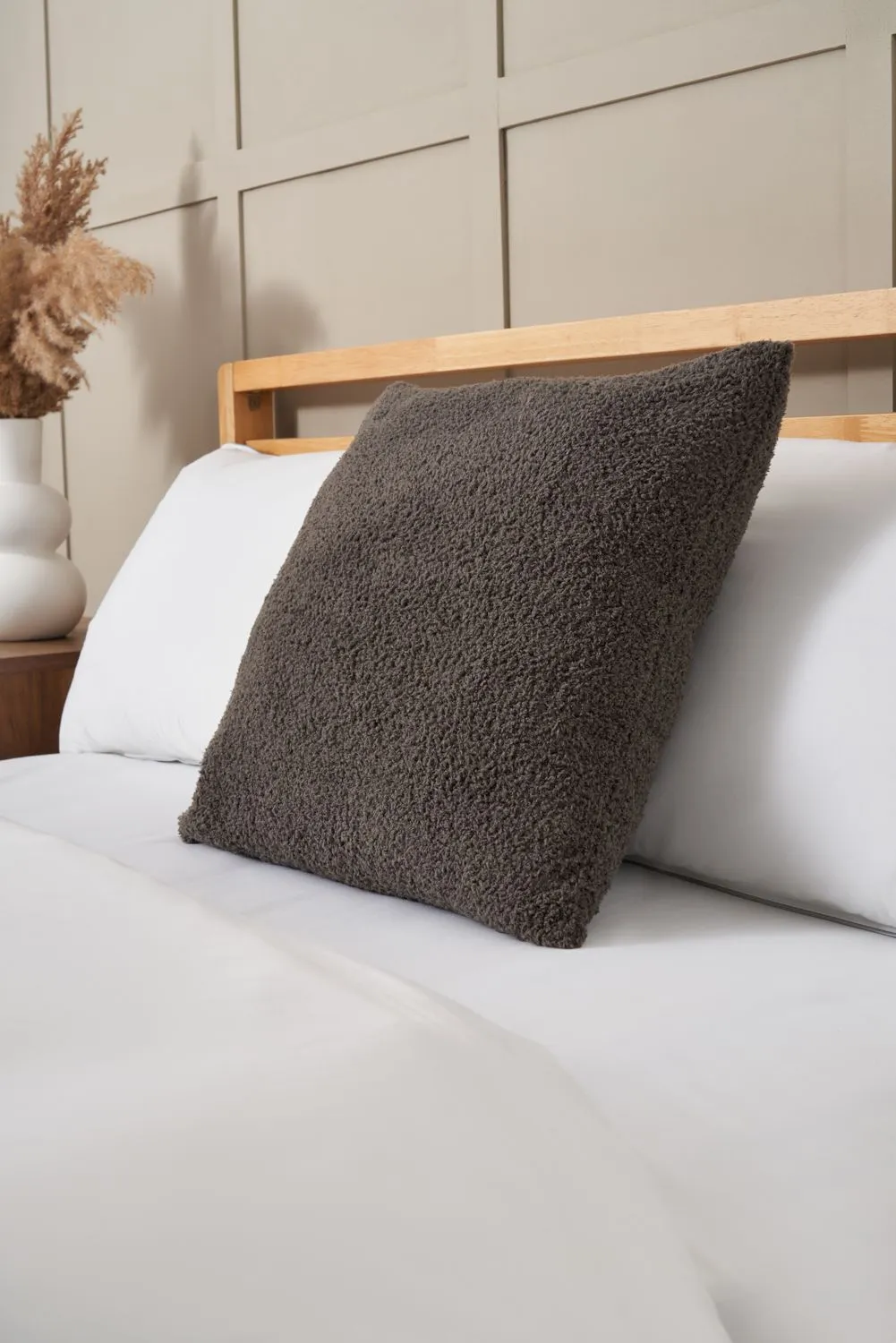 BHS Teddy Bear Fleece Cushion in Grey