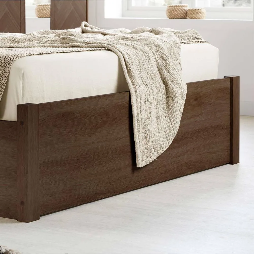Birlea King Ottoman Bed Frame Walnut Herringford 5ft 150cm Chevron Parquet in Brown 5