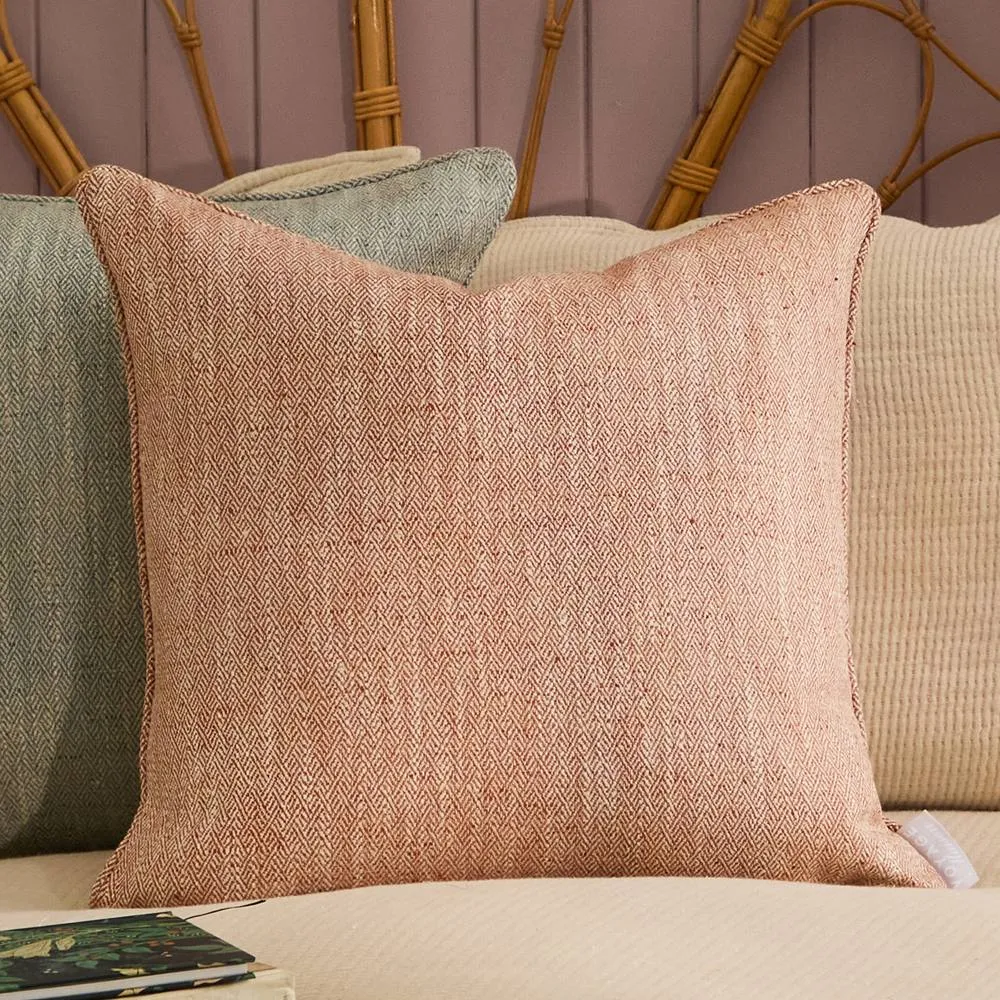 Voyage Maison Jedburgh Textured Woven Square Cushion in Orange 1