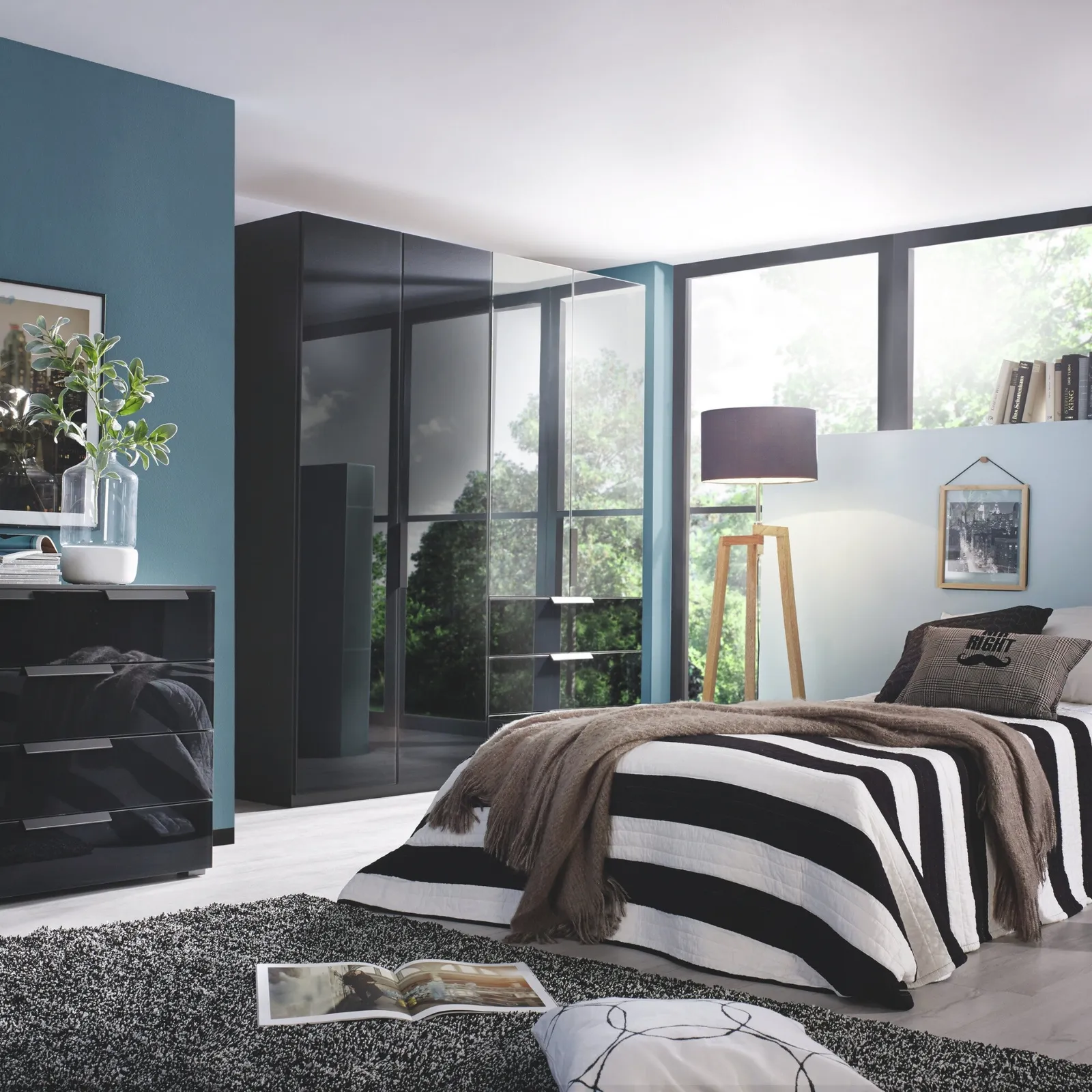 Atlanta 4 Door 3 Drawer Wardrobe 201Cm Height 223Cm, Black | Barker & Stonehouse 3