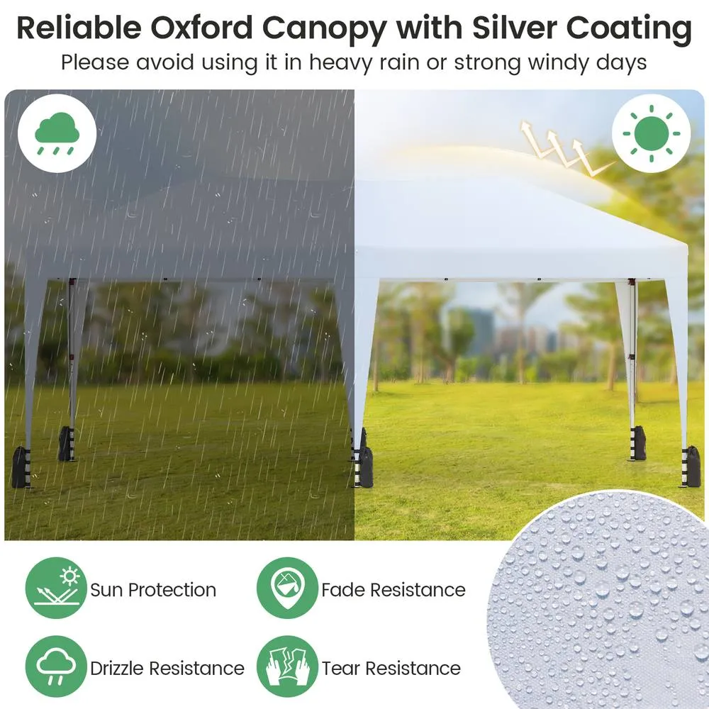 Costway 590x300 CM Pop up Canopy Tent Foldable Patio Shelter w/ Wheeled Bag in White 6