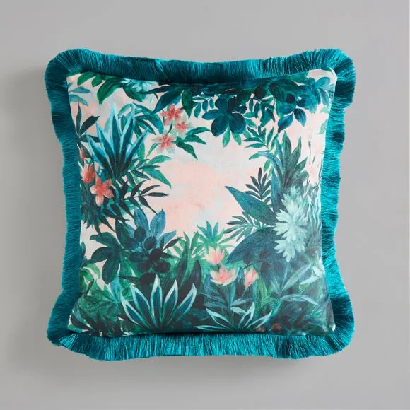 Tropical Fringed Square Cushion Cover 3