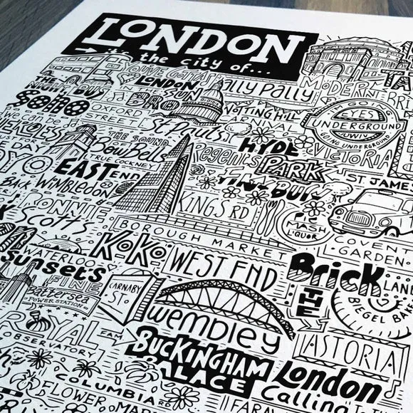 Sketchbook Design London Landmarks Framed Print 3