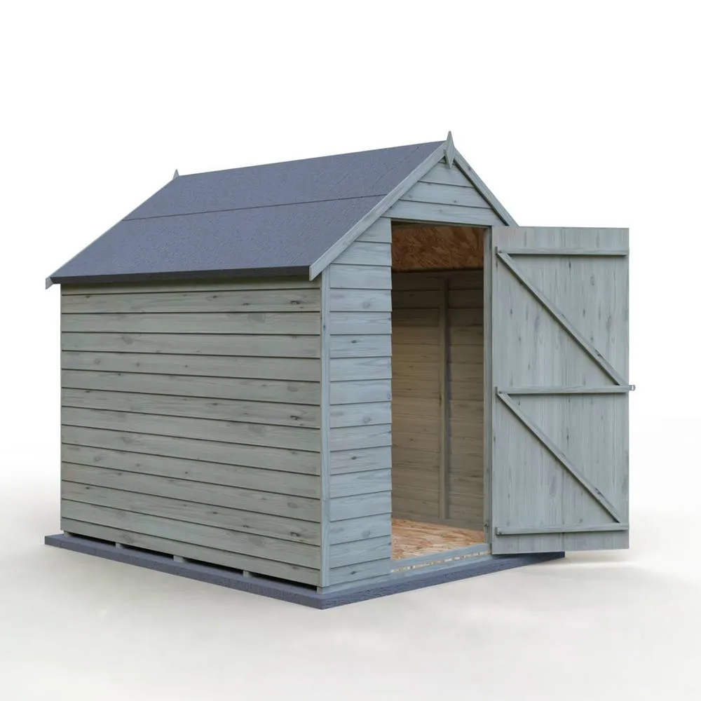 Shires Overlap 7 x 5 Feet Pressure Treated Value Range Shed Single Door in Grey 4