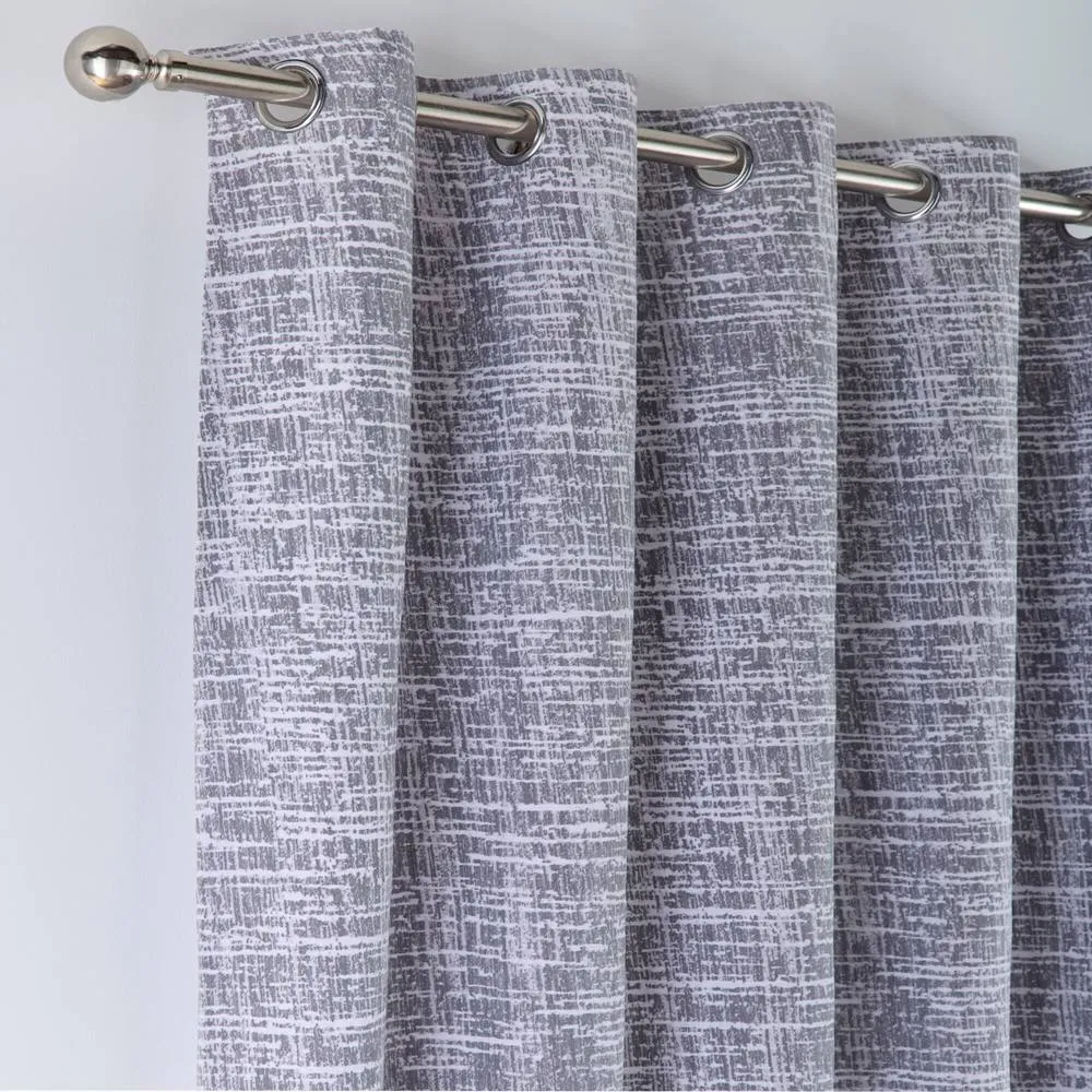 Portfolio Home Maine Geometric Abstract Fully Lined Eyelet Curtain Set 2 Panel Pair in Grey 3