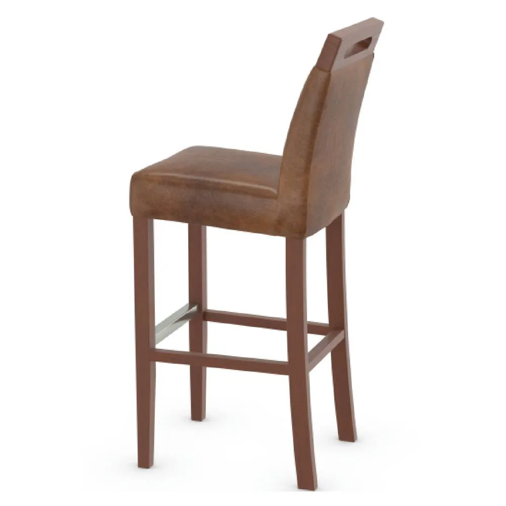 netfurniture Greta Aniline Tan Real Leather Kitchen Breakfast Bar Stool Assembled in Brown 6