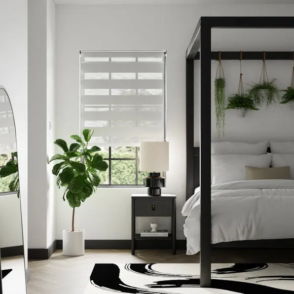Room Darkening White Day and Night Roller Blind 1