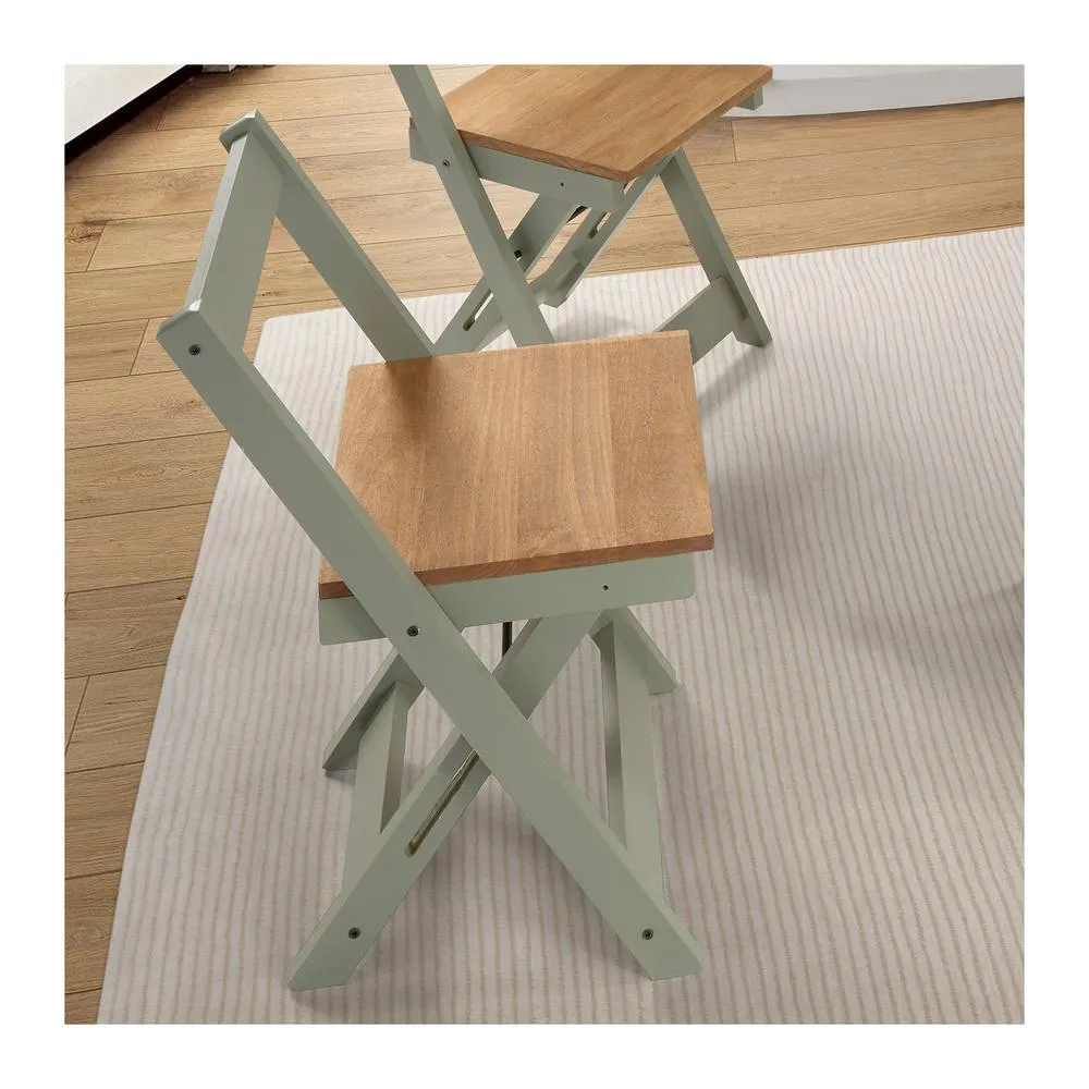 Seconique Santos Folding Chair (Box of 2) Green/Distressed Waxed Pine in Green