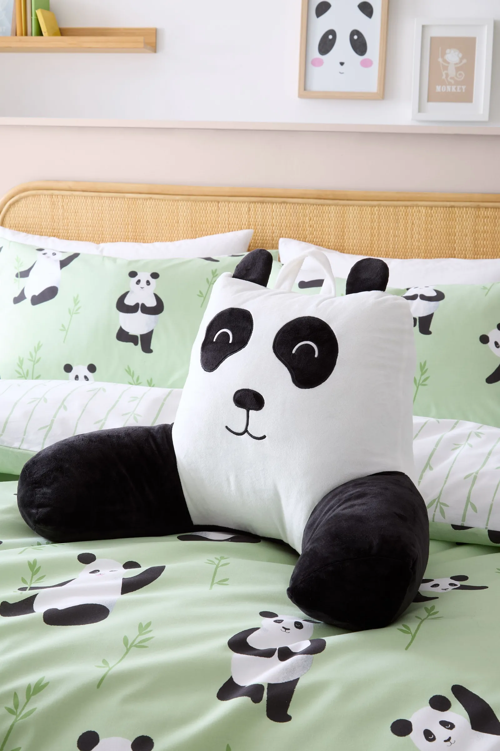 Catherine Lansfield 'Perry Panda' Cuddle Cushion Back Rest in Black