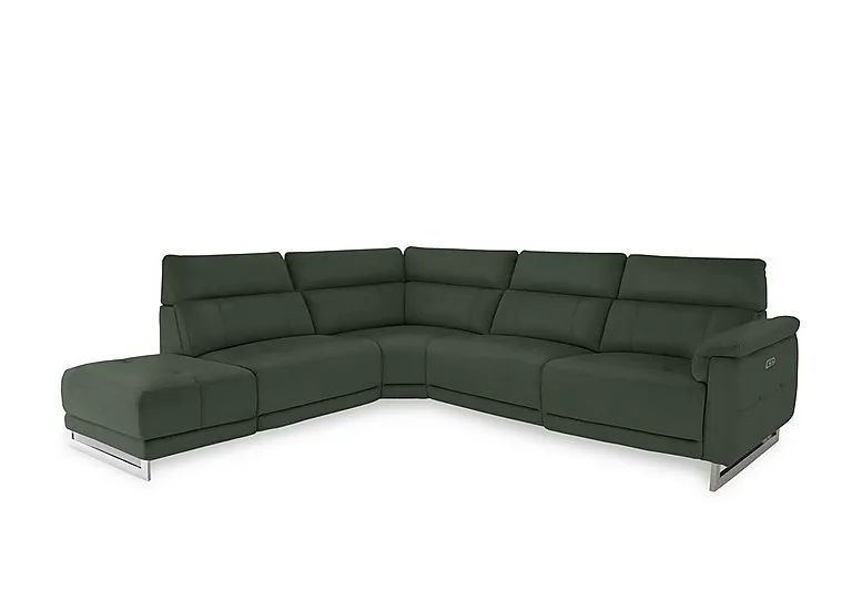 Moet Leather Power Recliner Chaise End Left Hand Facing Corner Sofa with Telescopic Headrests - Oslo Pine - Sofas and Armchairs - In Time for Christmas