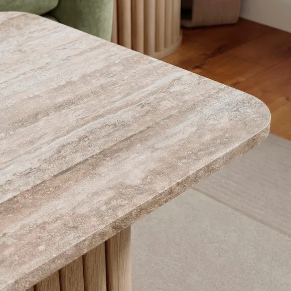 Lucin Travertine Effect Rectangular Coffee Table 3