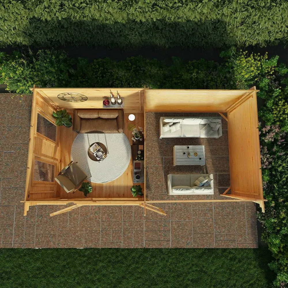 Mercia Studio Pent 28 mm Log Cabin w/ Patio Area, L333.5 x W590.6 x H249.4 cm in Brown 5
