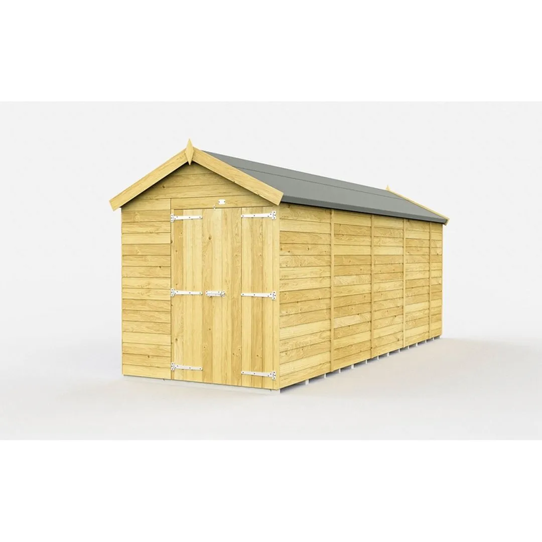 Buttercup Farm 6 x 17 Feet Apex Shed - Double Door W/O Window - L503 x W175 x H217 cm in Brown