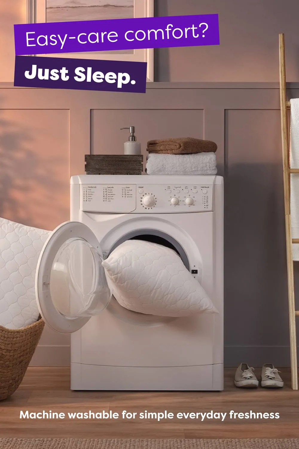 Slumberdown 2 Pack Just Sleep Firm Support Side Sleeper Pillows in White 6