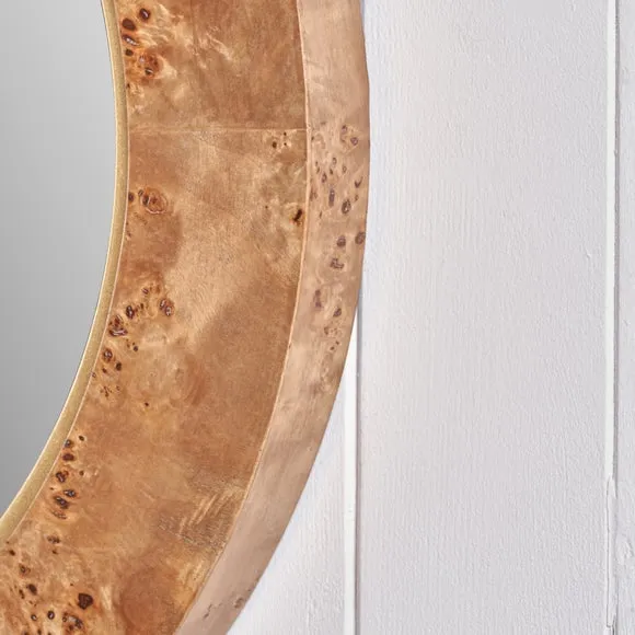 Newborough Burr Wood Effect Round Wall Mirror 3