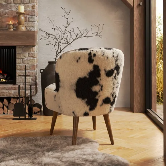 Elsie Cow Print Faux Fur Cocktail Chair 2
