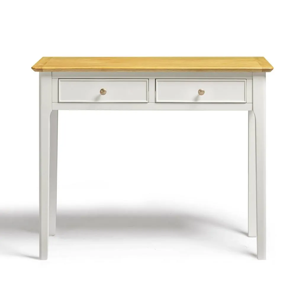 FurnitureboxUK Belle 2 Drawer Solid Oak Wood & Cream Console Table 3