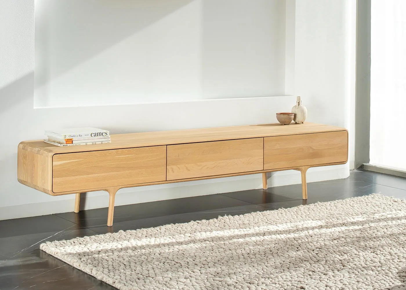 Gazzda Fawn Lowboard 3 Drawers Natural Oil Walnut 2