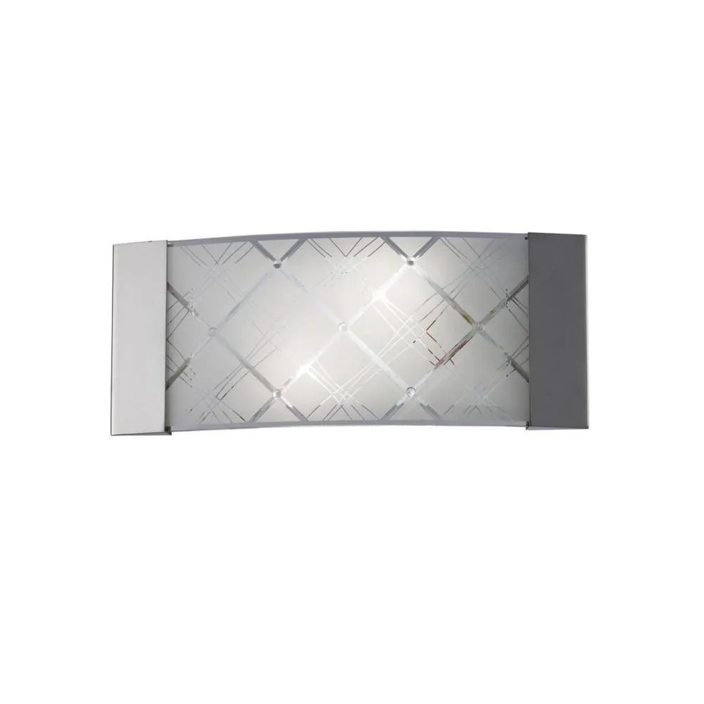 Netlighting Aries Flush Wall Lamp 2 Light Polished Chrome Glass in Grey