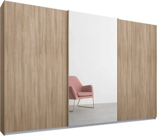 Malix 3 door 270cm Sliding Wardrobe, Oak Frame, Oak and Mirror Doors