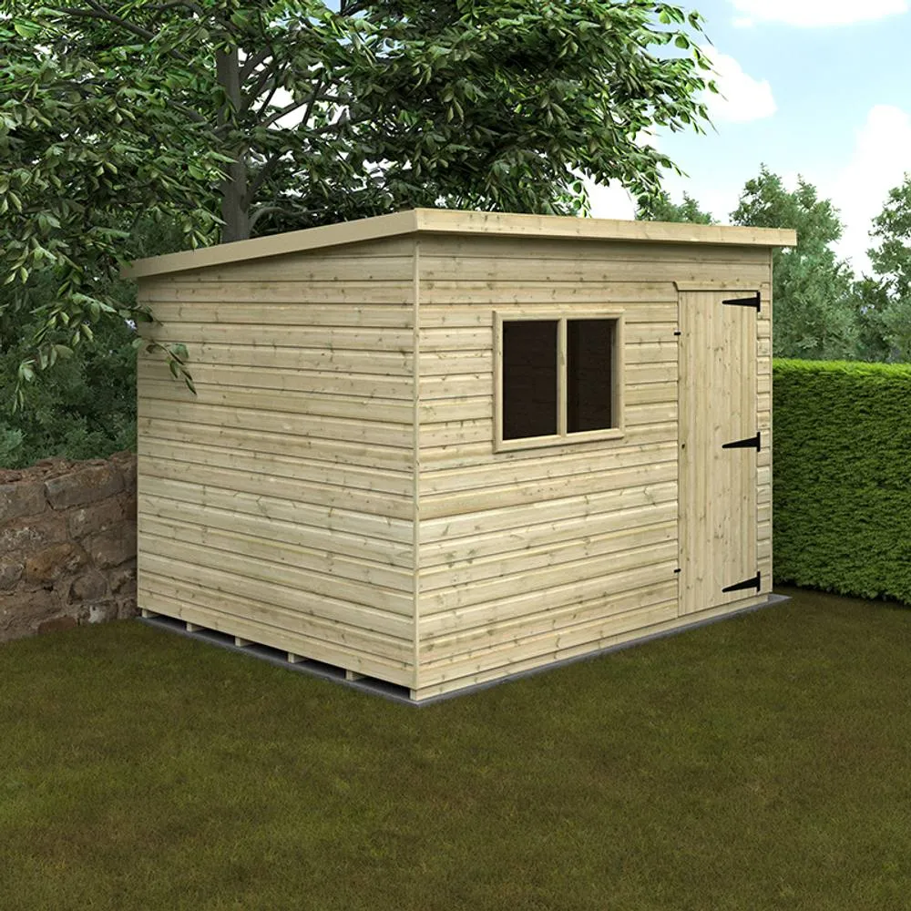 Buttercup Farm 10 x 8 Feet Tanalised Deluxe Pent 16mm Shed - Solid Wood/Softwood/Pine in Natural 2