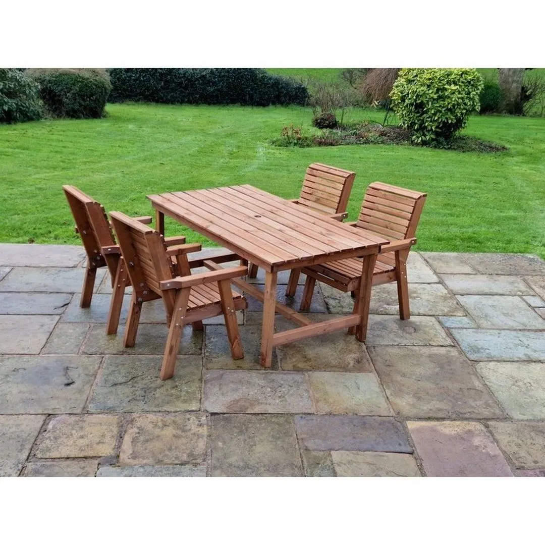 Churnet Valley Garden Furniture Ltd Valley 4 Seat Set 4XC Table - Timber - Minimal Assembly Required in Brown