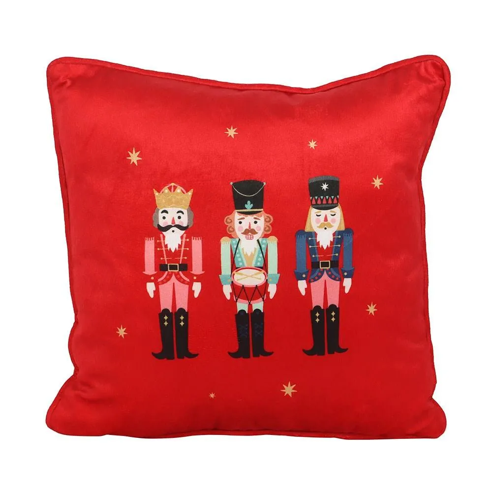 Something Different Square Nutcracker Cushion in Red