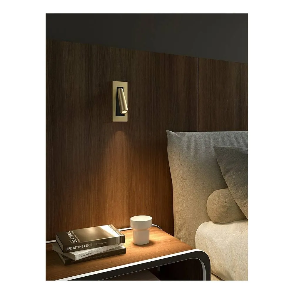 Netlighting Gamma LED Recessed Fold Away Reading Light Matt Gold IP20 2.1W 2700K 2