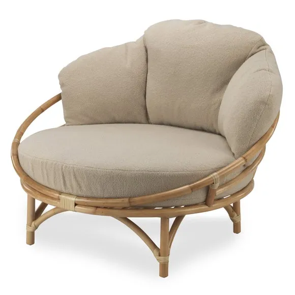 Desser Snug Cuddle Rattan Chair Rattan with Boucle Cushion 2