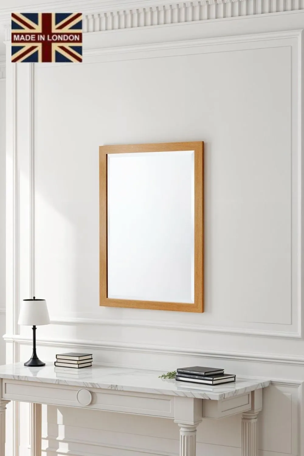 Yearn Mirrors Oak Effect Slim Framed Bevelled Mirror in Light Oak
