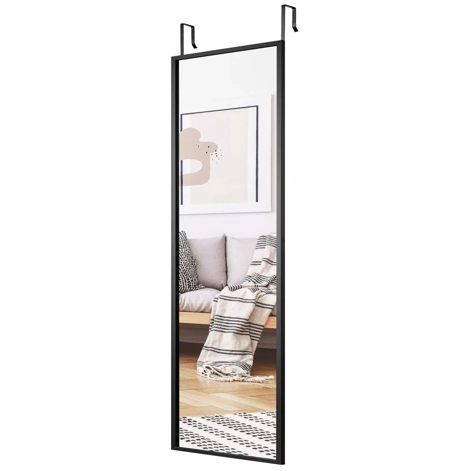 Costway 2 IN1 Full Length Mirror Over the Door Dressing Mirror Wall Mounted Makeup in Black