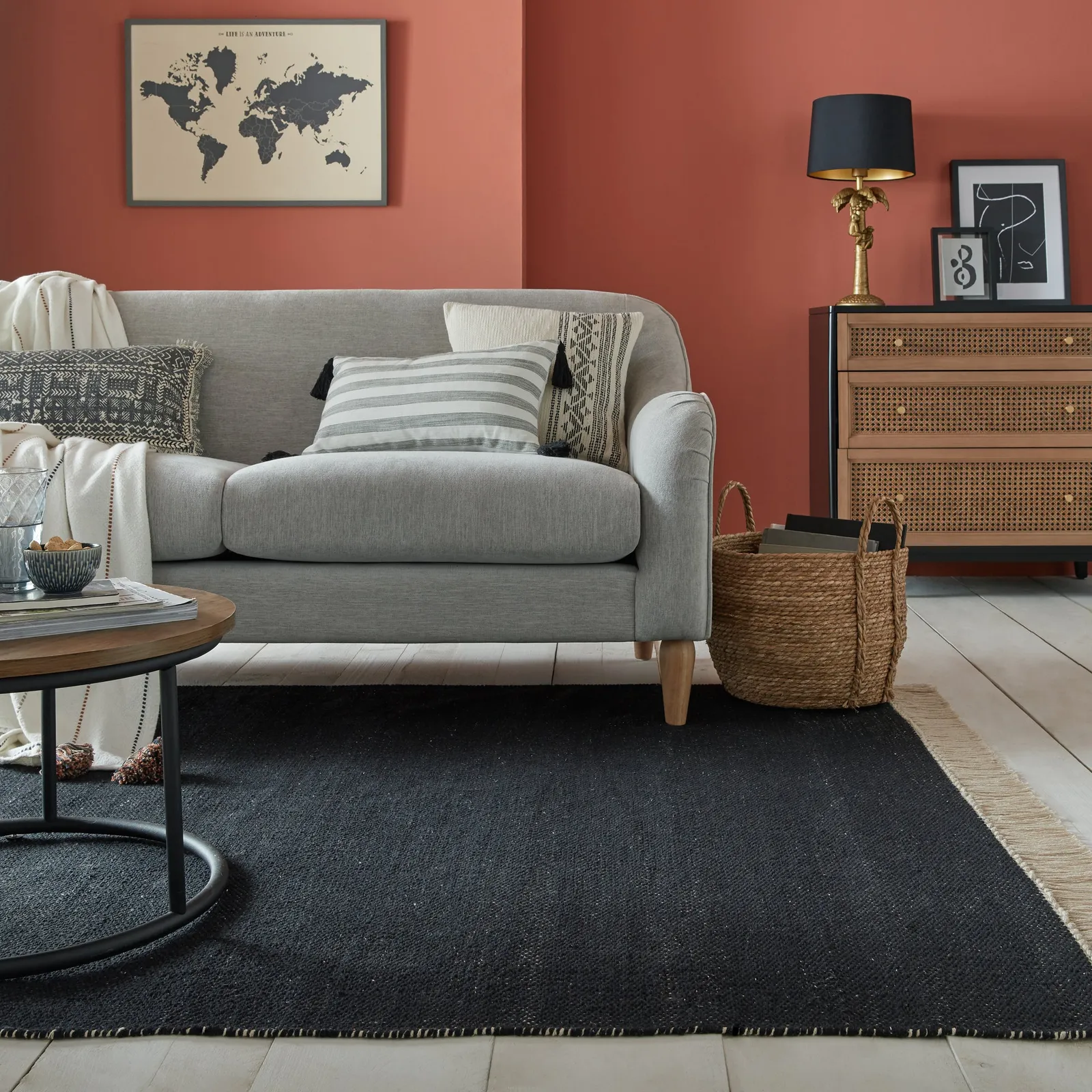 Reversible Cotton Rug Black