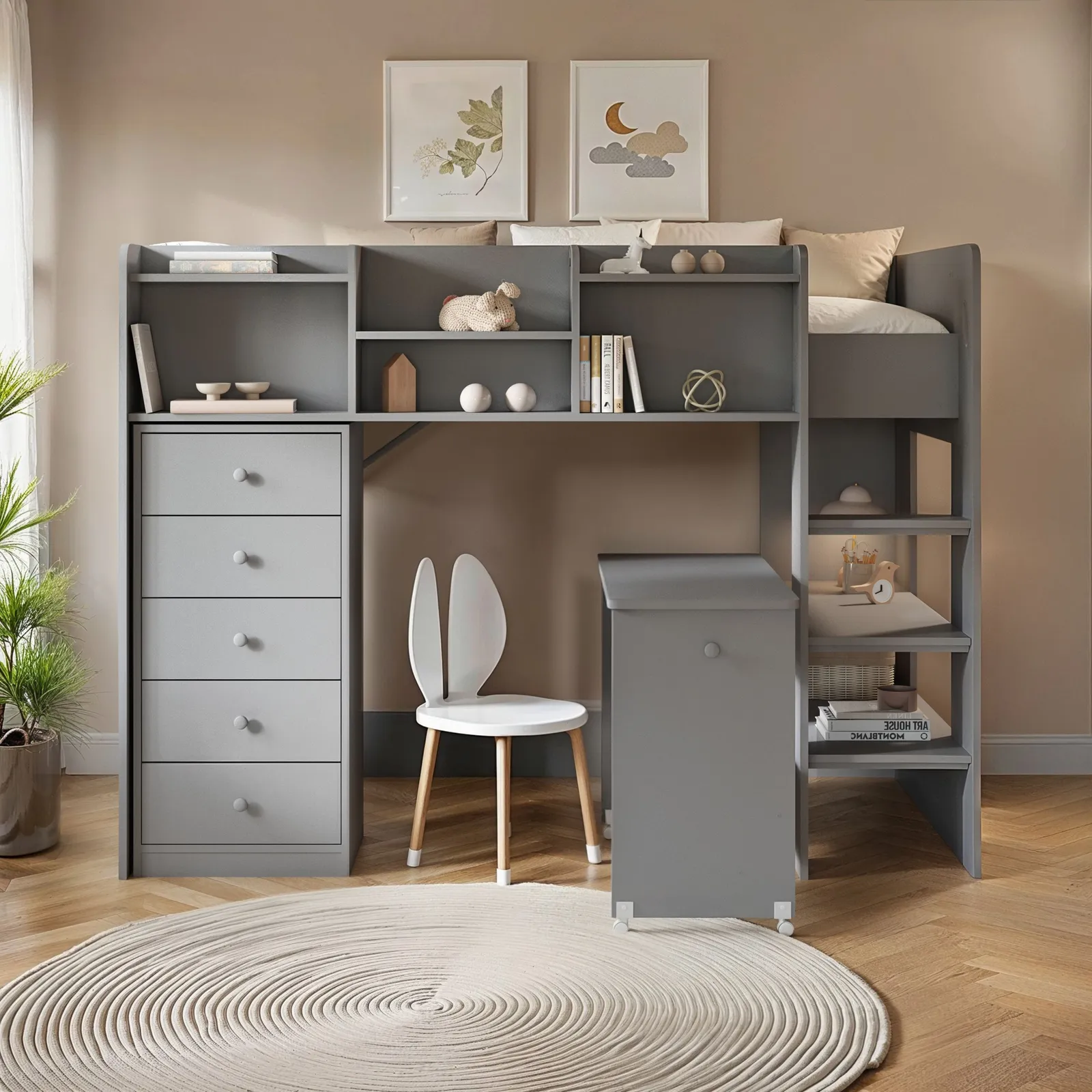 Flair Wizard Mid High Cabin Station with Storage in Grey 2