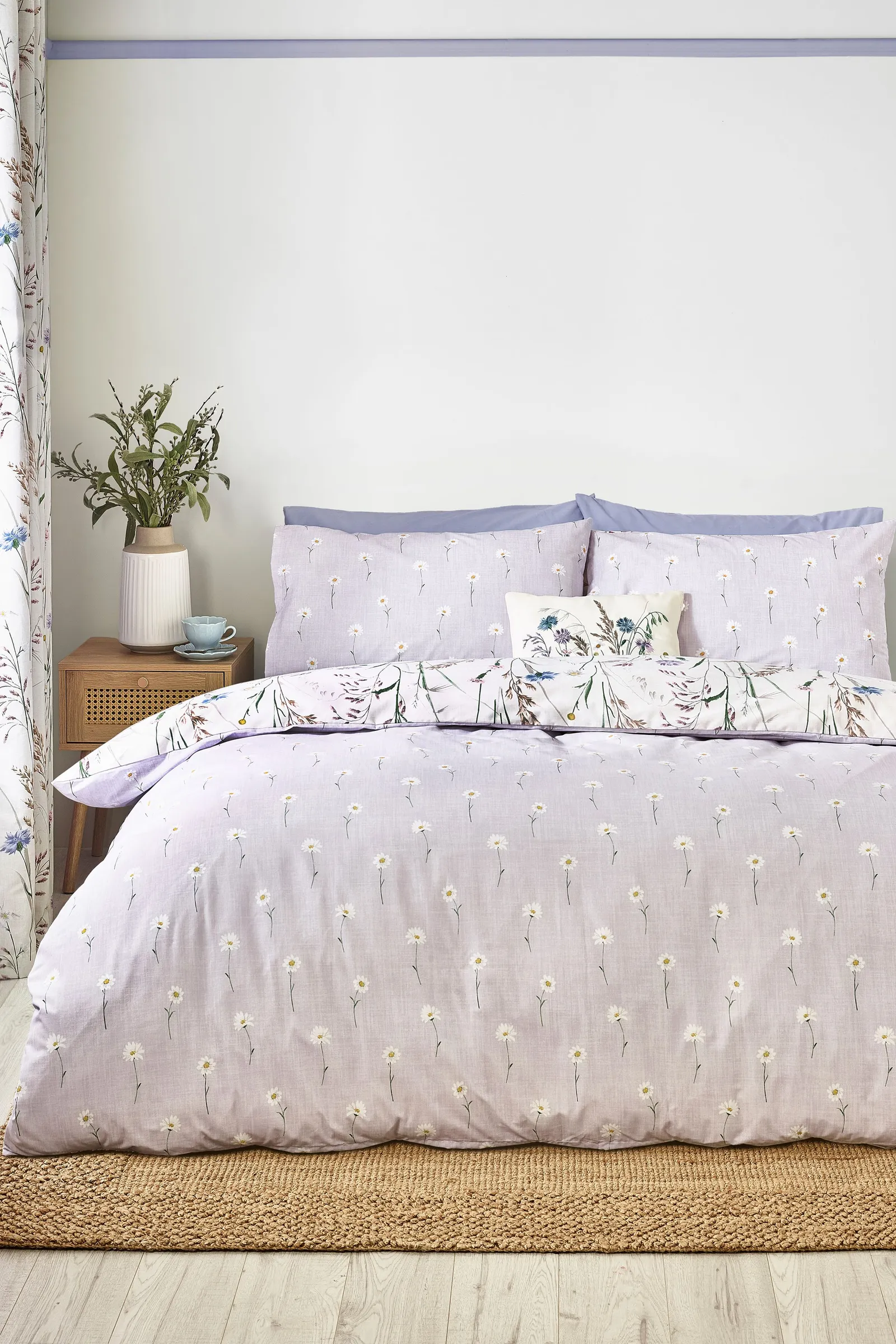 Catherine Lansfield 'Grasmere Floral' Reversible Duvet Cover Set in Lilac 2