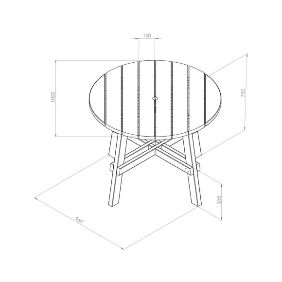 Freya Round Wooden Garden Dining Table 4