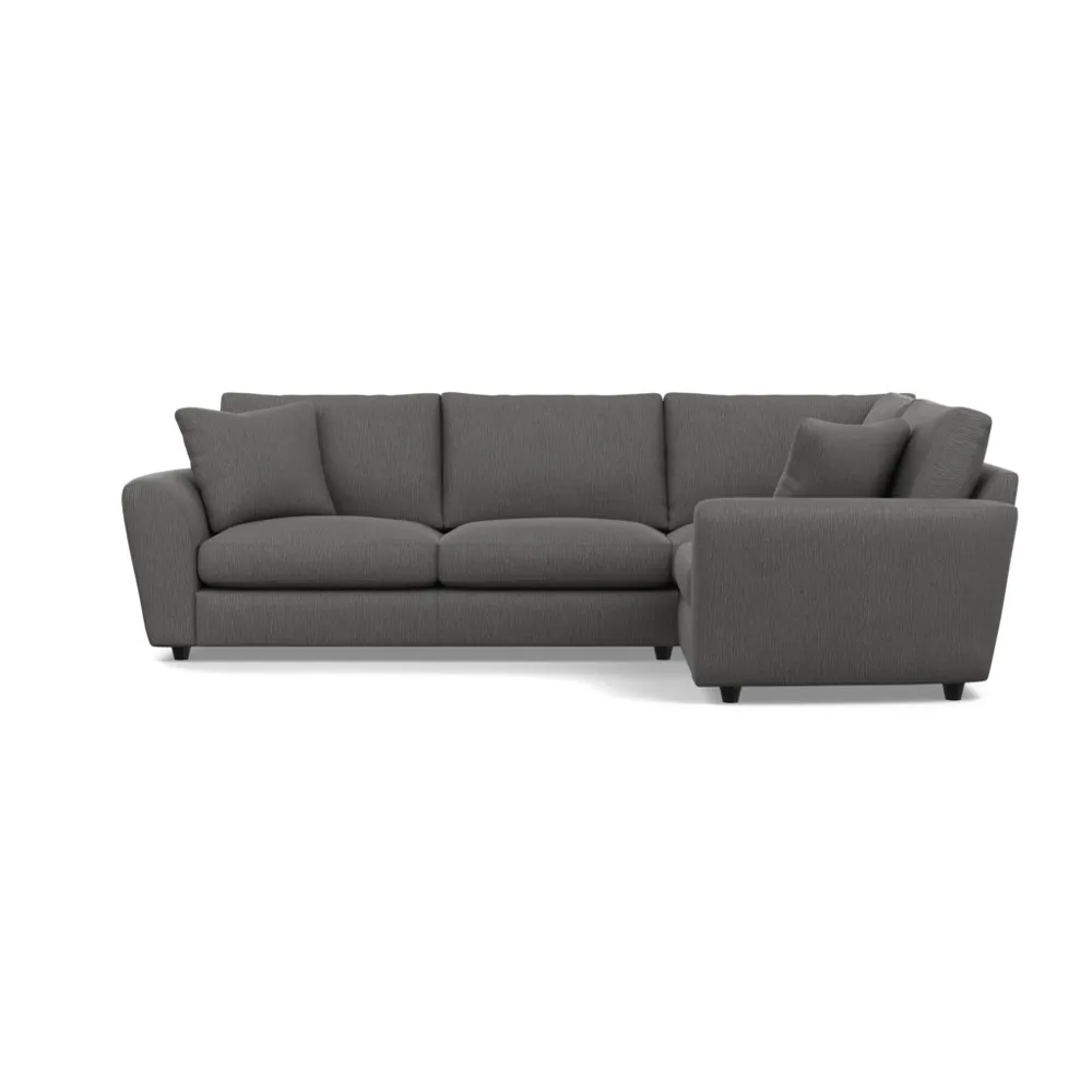 Heal's Snooze Right Hand Facing Corner Sofa Smart Linen Mix Grey Black Feet